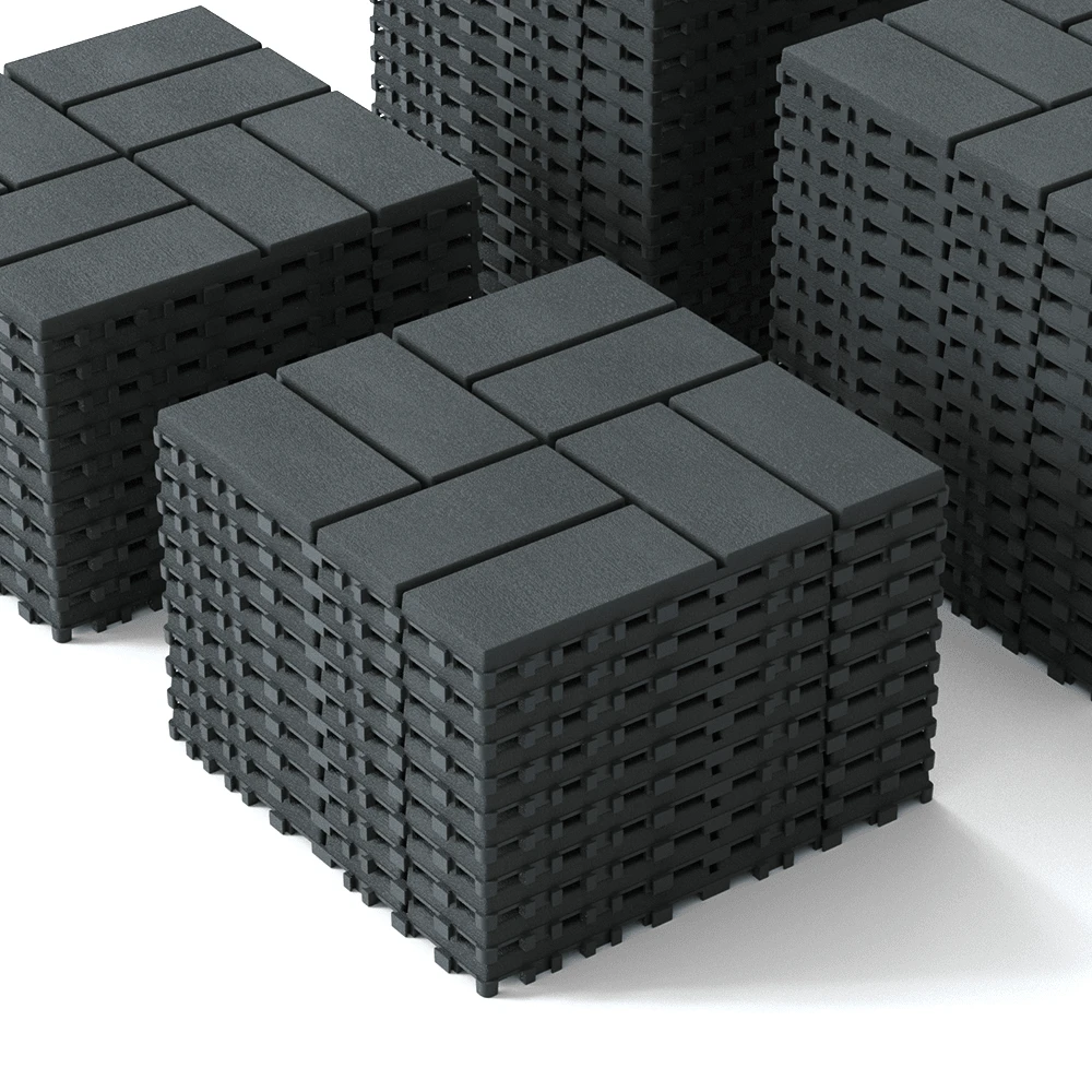 44 Pack Interlocking Plastic Deck Tiles - 12"X12" Square - Waterproof Outdoor - Poolside Balcony Backyard Decking Tiles - Easy Installation - Sturdy PP Material - Strong Load-Bearing Capacity