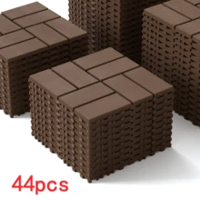 44 Pack Interlocking Plastic Deck Tiles - 12"X12" Square - Waterproof Outdoor - Poolside Balcony Backyard Decking Tiles - Easy Installation - Sturdy PP Material - Strong Load-Bearing Capacity - one-size - View 23