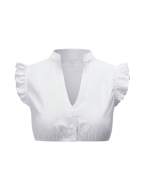 ii Frauen Große Größen Oktoberfest Dirndl Bluse, traditionelle bayerische Dirndl Bluse Hemd mit V-Ausschnitt Crop Top