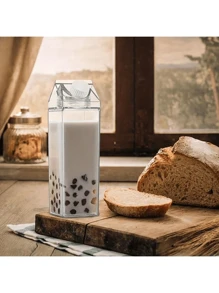 Bottiglia dell'acqua/del latte di grande capacità - Bottiglia quadrata trasparente del latte, bottiglia d'acqua portatile, adatta per cucina, sport all'aperto, campeggio, camper, palestra e altri luoghi, dispenser di latte per acqua, tè, caffè, succhi o altre bevande