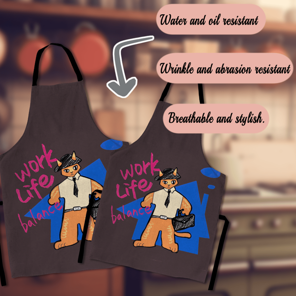 Apron With Animated Cat Pattern, Suitable For Home Chefs
