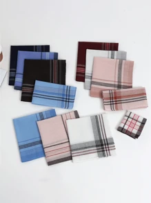 1/6/12pcs Cotton Men's Handkerchief, Classic Retro Design Gentlemen's Handkerchief, Lightweight, Easy Care, Fashionable Stripe & Plaid Pattern, Holiday Gift For Christmas, Thanksgiving