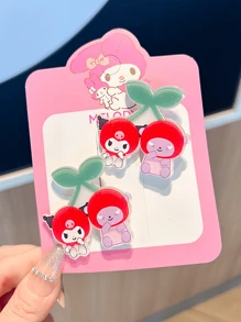 Sanrio Sanrio. 2 - Piece Hair Clip Set Featuring Hello Kitty, My Melody, And Kuromi. These Hair Clips Are Designed With Cherries Paired With Cute Cartoon Characters. (Packaged In Cardboard.) They Make Thoughtful Gifts For Children And Young Girls.