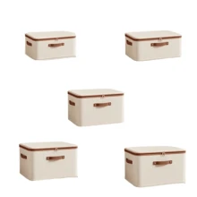 1pc/2pcs/5pcs Modern Foldable Storage Boxes With Zipper Lid And Handle, Linen Fabric, Collapsible Closet Organizers, Rectangular Multi-Purpose Non-Waterproof Storage Bins For Underwear, Bras, Socks, Clothes Drawers, Under Bed - Beige - View 19