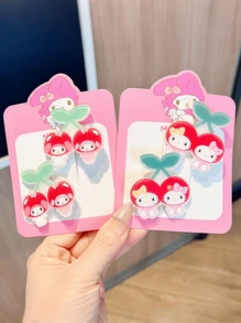 Sanrio Sanrio. 2 - Piece Hair Clip Set Featuring Hello Kitty, My Melody, And Kuromi. These Hair Clips Are Designed With Cherries Paired With Cute Cartoon Characters. (Packaged In Cardboard.) They Make Thoughtful Gifts For Children And Young Girls.