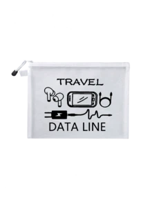 Borsa cosmetica in rete con motivo a cavo di dati, design a motivo di caricatore, borsa portatile da viaggio con cuscinetto d'aria rosso per immagazzinaggio, borsa trucchi, borsa per prodotti per la cura della pelle, elementi essenziali da viaggio, articoli per il dormitorio, regali per la sposa, regali per la mamma, regali di compleanno, regali per amici e insegnanti, immagazzinaggio in bagno, immagazzinaggio gioielli, borsa per oli per le labbra e cosmetici.