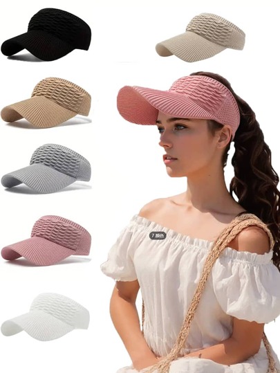 1pc Unisex Summer Wide Brim Hat, Outdoor Sports Sun Protection Cap, Suitable For Ponytail, UV Protection, Suitable For Fishing, Climbing, Cycling, Running, Fitness, Travel, Photography, Casual, Beach And Other Occasions