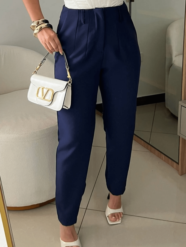 Calça Alfaiataria Feminina ZA Cintura Alta Skinny Casual elegante Bolso e Zíper