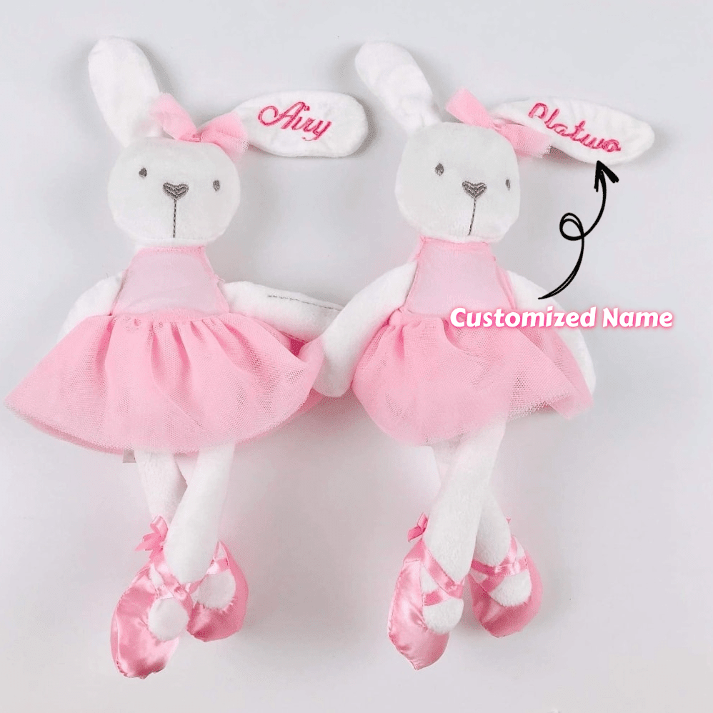 [Bordado personalizado] 1 pieza Muñeca de peluche con conejo bordado personalizado y falda de tutú de ballet rosa, suave, adecuado como regalo para adolescentes, de peluche corto, regalo conmemorativo personalizado para diversos festivales, Día del Maestro, Día del Niño, San Valentín, Día de la Madre, Navidad, Acción de Gracias y Halloween, perfecto para regalar a novias, maestras, niños, amigos, novias, novios, madres, adecuado como regalo de cumpleaños, regalo de aniversario, regalo de boda, decoración de habitación