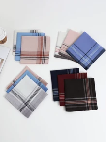 1/6/12pcs Cotton Men's Handkerchief, Classic Retro Design Gentlemen's Handkerchief, Lightweight, Easy Care, Fashionable Stripe & Plaid Pattern, Holiday Gift For Christmas, Thanksgiving