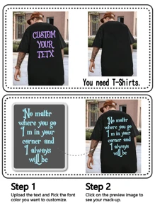 Customized Text Men Plus Size T-Shirt, Personalized Graphic Design, Custom Large Size Men's Wear, Plus Size Loose Summer T-Shirt Customization, Upload Your Text/Birthday Wishes/Quotes, Friend/Selfie/Family/Logo/Pet Photo Customization, Holiday/Father's Day/Valentine's Day Customized, Team/Outdoor Customized, Personalized Graphic Round Neck Plus Size Loose Men's Short Sleeve T-Shirt