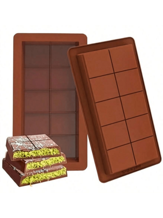 Brown Silicone Chocolate Bar Mold, Non-Stick Break-Apart Candy Maker Tray For Homemade Protein Bars, Keto Snacks Or Professional Looking Desserts, Easy Release Bakeware Tool