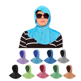 1 件全裹式运动头巾，100% 涤纶，双色蜂窝纹理，保暖、凉爽、防晒，男女通用的防护头巾。这款全覆盖防护头巾贴合颈部和肩部，日常保护头部和颈部