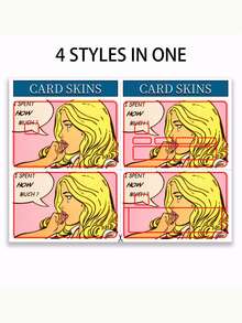 1pc/4pcs Cartoon Crying Girl Credit Card Sticker, Blonde Girl Decoration Sticker, PVC Anti-Fingerprint Private Protection Anti-Scratch, Suitable For Transportation Card, Bank Card, Student ID Card DIY Decoration, Party Gift,Back To School,School Supplies - Multicolor - View 2