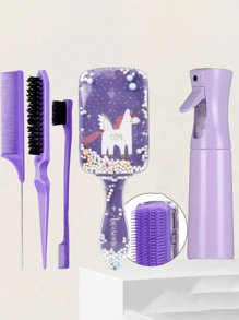 5 Pieces/Girls' Fashion Children's Cartoon Bubble Ball Square Transparent Comb, Smooth Comb, Home Hairdressing Salon Comb, Hair Massage Comb Bubble Ball Comb, Tip Tail Comb, Fixed Hair Mouse Comb, Sub Edge Pulling Control Brush, 200ml Multi-Function High-Pressure Continuous Spray Bottle Spray Supplement Spray Bottle Travel Makeup Bottle Independent Bottle, The Best Personalized Gift For Your Girl And Prince