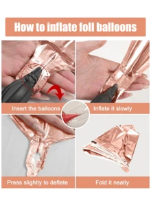 1/3/5pcs 10in/18in/32in Rose Gold 4D Effect Foil Balloons, Holographic Spherical Foil Balloons, Floatable When Filled With Helium, Suitable For Birthday Party, Bachelor Party, Engagement, Wedding, Christmas, New Year, Anniversary - 玫瑰金 - 查看 9