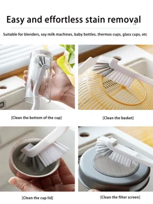 1/2/3/4 pezzi Spazzola angolata in plastica, spazzola a manico lungo per aragoste, spazzola multifunzione per pulizia lavandino da cucina, adatta per frullatore, preparatore di latte di soia, biberon, tazza, bicchiere e altro ancora