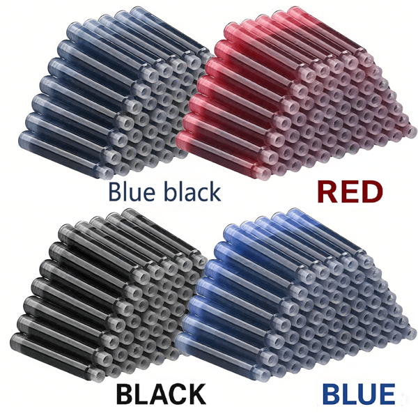 Fountain Pen Ink Cartridges, 2 Compatible Diameters Of 2.6mm And 3.4mm, Suitable For Calligraphy Pens In Black, Red, Blue And Indigo Colors, Refill Ink Cartridge Set Back To School