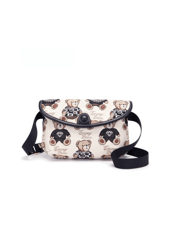 ELAINE BEAR Cute Bear Jacquard Woven Women's Crossbody Chest Bag Casual Lightweight Waist Bag Cell Phone Coin Purse
