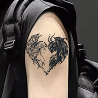 Half Angel Half Devil Temporary Herbal Tattoos, Realistic & Long-Lasting Temporary Tattoos, Waterproof & Scratch-Resistant Lasting 7-15 Days