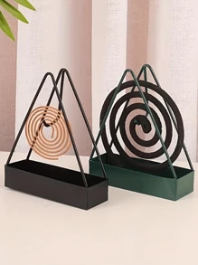 2pcs Triangle Iron Mosquito Coil Holder With Plastic Socket, Creative Home Hanging Incense Burner, Random Color