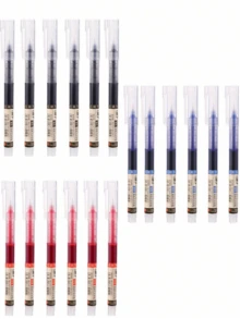 Gel Pen, Extra Fine 0.5mm Financial Gel Pen Black Blue Red Ink Pen Refill Stick Straight Ink Pen Straight Liquid Pen, Pen Case Set Suitable For School Office Exam Supplies Stationery, Back To School Season, School Supplies. - one-size - View 10