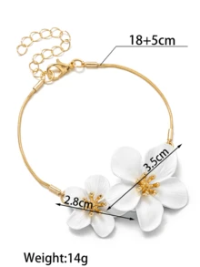 1pc Fashion Zinc Alloy 3D Flower Pendant Bracelet, Suitable For Daily Wear - Multicolor - View 5
