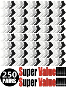 [Esenciales deportivos para hombres] 250/200/150/100/90/50/40/30/20/15/10/5/3/2/1 pares de calcetines deportivos de media caña clásicos en negro, blanco y gris para hombres, transpirables, absorben el sudor, con alta elasticidad, diseño de bloques de color a rayas, varios colores disponibles, oferta limitada en el tiempo