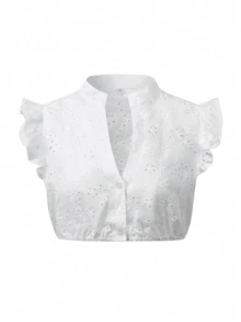 ii Blouse Dirndl de grande taille pour femmes, blouse traditionnelle bavaroise Dirndl, chemise col V crop top, Halloween