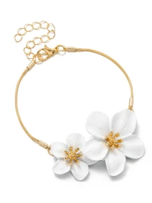 1pc Fashion Zinc Alloy 3D Flower Pendant Bracelet, Suitable For Daily Wear - Multicolor - View 4