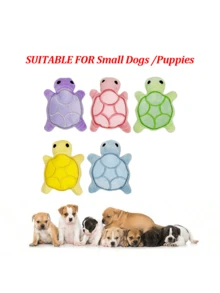 1/5 件迷你可爱毛绒乌龟狗玩偶，吱吱叫的狗咀嚼玩具，带声音，柔软，有益于牙齿健康，适合幼犬和小型犬品种，无需电池 - 彩色 - 查看 3