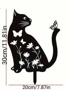 1pc Creative Metal Cute Cat Garden Stake Decor
