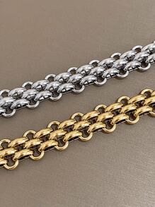 1pc Retro Link Chain Stainless Steel Bracelet For Women Golden Plating Tennis Bracelets For Daily Party Jewelry Summer Beach/Travel/Daily Essentials, Perfect Gift For Mother's Day/Valentine's/Christmas/Birthday (Gifts For Girlfriend/Mom)