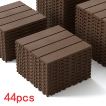 44 Pack Interlocking Plastic Deck Tiles - 12"X12" Square - Waterproof Outdoor - Poolside Balcony Backyard Decking Tiles - Easy Installation - Sturdy PP Material - Strong Load-Bearing Capacity - one-size - View 19