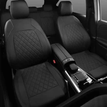5-Seat Universal 4-Season Leather Car Seat Covers, Black & Red Rhombus Plaid Style, Seat Protection Decoration Set (5-Seat Fit/4-Season Applicable/Leather Material/Fashionable Design/Complete Protection)