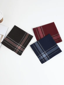 1/6/12pcs Cotton Men's Handkerchief, Classic Retro Design Gentlemen's Handkerchief, Lightweight, Easy Care, Fashionable Stripe & Plaid Pattern, Holiday Gift For Christmas, Thanksgiving
