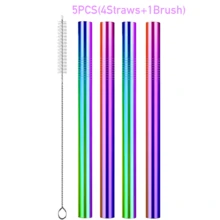 3/5/8 Stück Premium Metall Smoothie Strohhalme und Reinigungsbürste, 0,5 Zoll extra breite Edelstahl Trinkhalme für Milchshakes/Bubble Tea/Smoothies, Party Zubehör, spülmaschinenfest, Schulmaterial - Mehrfarbig - Übersicht 12