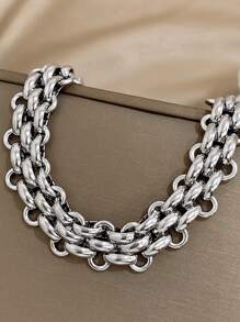 1pc Retro Link Chain Stainless Steel Bracelet For Women Golden Plating Tennis Bracelets For Daily Party Jewelry Summer Beach/Travel/Daily Essentials, Perfect Gift For Mother's Day/Valentine's/Christmas/Birthday (Gifts For Girlfriend/Mom)