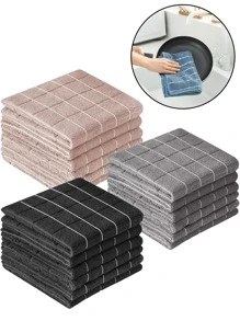 6pcs 30*30cm Oil-Free And Lint-Free Kitchen Dishcloth, Thickened Super Absorbent Dishcloth, Tablecloth, Hand Towel, Scouring Pad