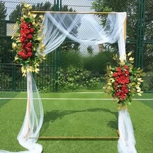 1 Set Rectangular Gold Arch Stand - Metal Balloon Arch Kit, Suitable For Birthday, Wedding, Bridal Shower, Graduation, Anniversary, Baptism, Summer Theme Party, Home Decor, Valentine's Day, Halloween, Christmas, Thanksgiving - Gold - View 5
