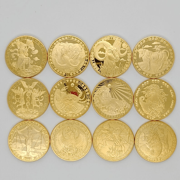 1pc 12 Constellation Commemorative Coins, Tarot Cards, Blessing Coins, Wishing Coins, And Exquisite Gifts
