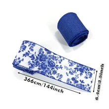 2Rolls, Blue White Floral Wired Edge Ribbon, Chinoiserie Ribbon Vintage Floral Peony Patterned Fabric Ribbon For Gift Wrapping, Wedding Deration, Wreath Bow Making