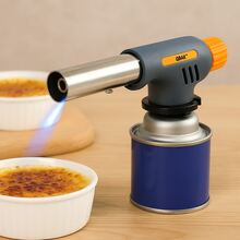 Soplete de Cocina Profesional QBÁK de 13.5 cm|Llama Ajustable de Alta Precisión con Modo de Flama Azul|Compatible con Cartuchos Estándar de Gas Butano|Ideal para Caramelizar Postres, Parrillas al Aire Libre, Encendido de Cocina, Soldadura Ligera y Proyectos de Calor DIY|Diseño Portátil, Encendido  y Rendimiento Estable - Plateado - Ver 4