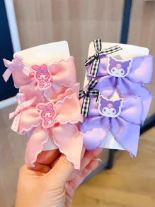 Sanrio Sanrio, 2 Pieces Of Hello Kitty, Kuromi, My Melody Hair Clips. With Lace Bows And Cute Cartoon Characters, They Are Beautiful And Lovely. Packed With Cardboard, They Are The Best Gifts For . Claw Clips Hair Claws Hair Barrettes, School Stuff