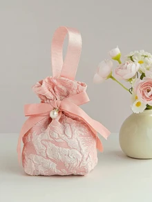 10pcs Small Floral Pattern Gift Bags, Pink Canvas Gift Bags With Handles, Tea Party Favor Bags, Mini Drawstring Candy Gift Bags, Suitable For Bridal Shower, Birthday, Wedding And Other Occasions - Multicolor - View 18