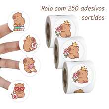 4FOOD PRINT 250 Adesivos Fofos de Capivaras | Papelaria Cartoon, Lembrancinhas de Festa de Capivara, Coisas Fofas de Capivara, Presentes de Capivara, | 3cm - Multicolorido - Visão 4