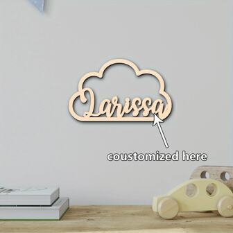 1 pezzo Cartello del nome in legno a forma di nuvola personalizzato, stile boho, design font elegante, regalo unico per la famiglia, adatto per decorazione di camera/soggiorno, regalo di compleanno/Natale