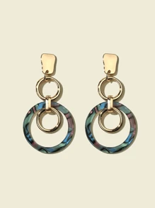 1 Pair New European & American Style Fashion Versatile Metal Hoop Acrylic Earrings, Suitable For Ladies Daily Wear, Party And Gift