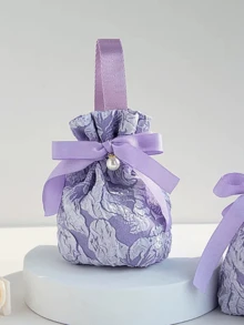10pcs Small Floral Pattern Gift Bags, Pink Canvas Gift Bags With Handles, Tea Party Favor Bags, Mini Drawstring Candy Gift Bags, Suitable For Bridal Shower, Birthday, Wedding And Other Occasions - Multicolor - View 17