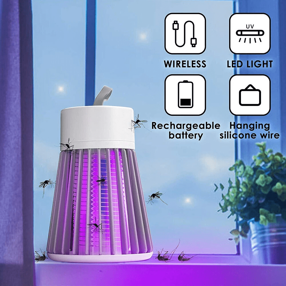 Elektrisch Insektenvernichter, USB Wiederaufladbarer Mückenlampe Mückenfalle mit UV-Lampe Insektenfänger Fliegenkillerfalle Reduzieren Fliegender Insekten für Schlafzimmer, Küche, Camping